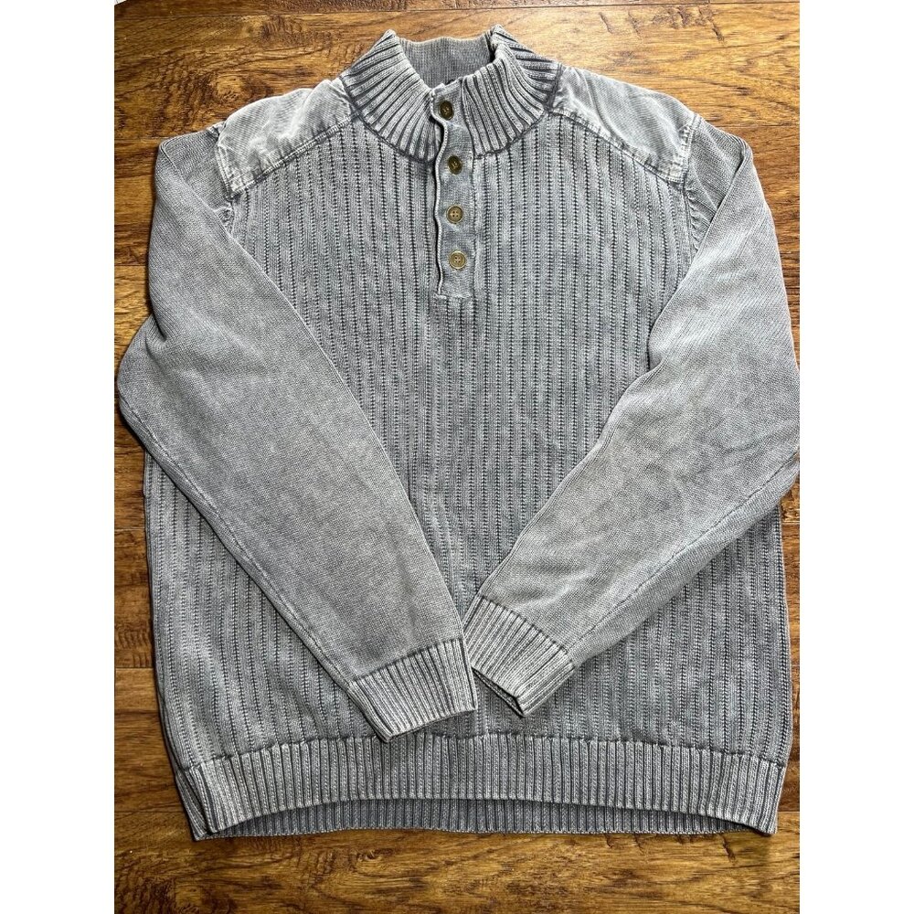 Redhead Men’s 2XL Weathered Gray Sweater with Corduroy Shoulder Patches Gorpcore